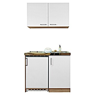 Respekta Miniküche Levin (Breite: 100 cm, Weiß, Mit Glaskeramikkochfeld, Mit Oberschrank)