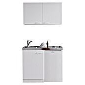 Respekta Miniküche MK100WOSS (100 cm, Mit Duo-Kochmulde, Weiß)