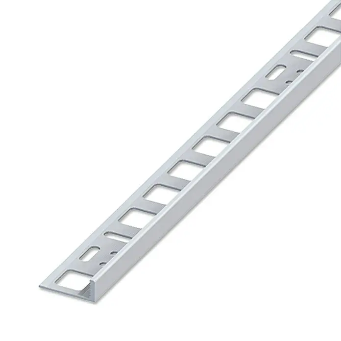 Fliesenprofil - Manhattangrau, 1 m x 10 mm - Profilschiene aus Aluminium mit rechteckigen Aussparungen zur Befestigung und zum Schutz von Fliesen und Kanten.