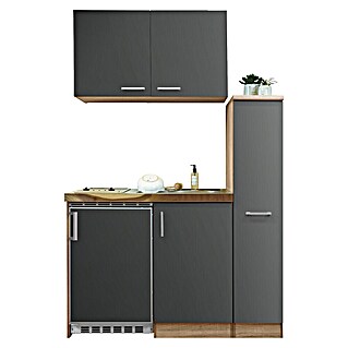Respekta Miniküche Levin (Breite: 130 cm, Grau, Mit Glaskeramikkochfeld)