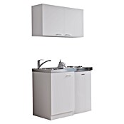 Respekta Miniküche MK100WOSS (100 cm, Mit Duo-Kochmulde, Weiß)