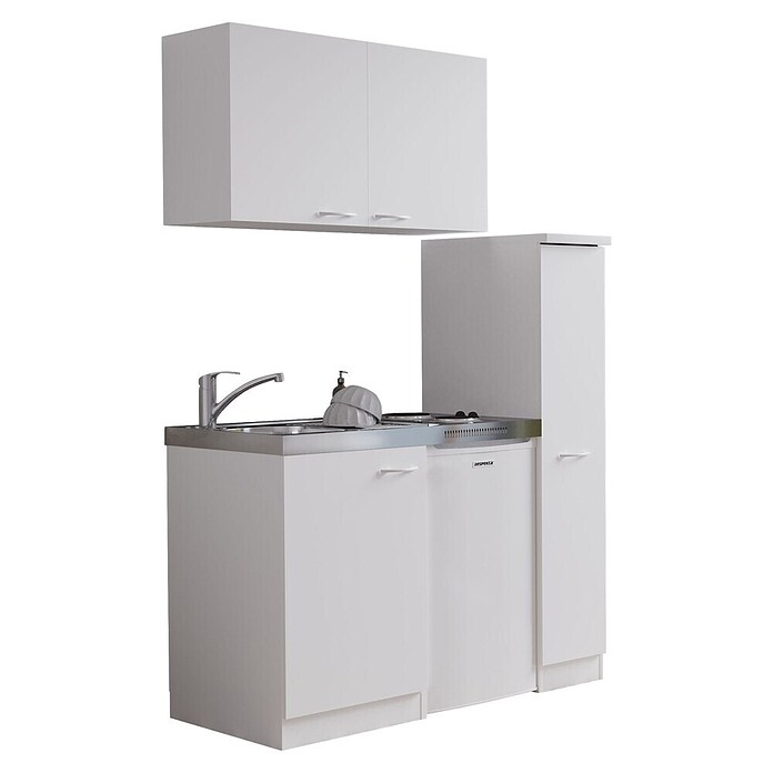 Respekta Miniküche MK130WOSS (130 cm, Mit Duo-Kochmulde, Weiß)