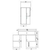 Respekta Miniküche MK130ESGOSS (Breite: 130 cm, Mit Duo-Kochmulde, Grau)