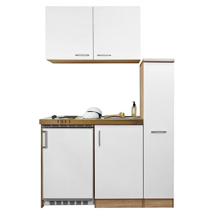 Respekta Miniküche MK130ESWOSS (Breite: 130 cm, Mit Duo-Kochmulde, Weiß)