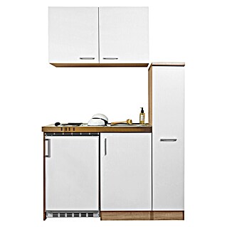 Respekta Miniküche Levin (Breite: 130 cm, Weiß, Mit Duo-Kochmulde)