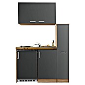 Respekta Miniküche MK130ESGOSS (Breite: 130 cm, Mit Duo-Kochmulde, Grau)