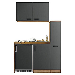 Respekta Miniküche Levin (Breite: 130 cm, Grau, Mit Duo-Kochmulde)