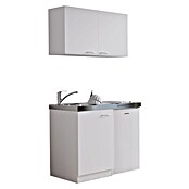 Respekta Miniküche MK100WOSC (100 cm, Mit Glaskeramikkochfeld, Weiß)