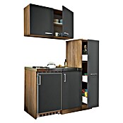Respekta Miniküche MK130ESGOSS (Breite: 130 cm, Mit Duo-Kochmulde, Grau)