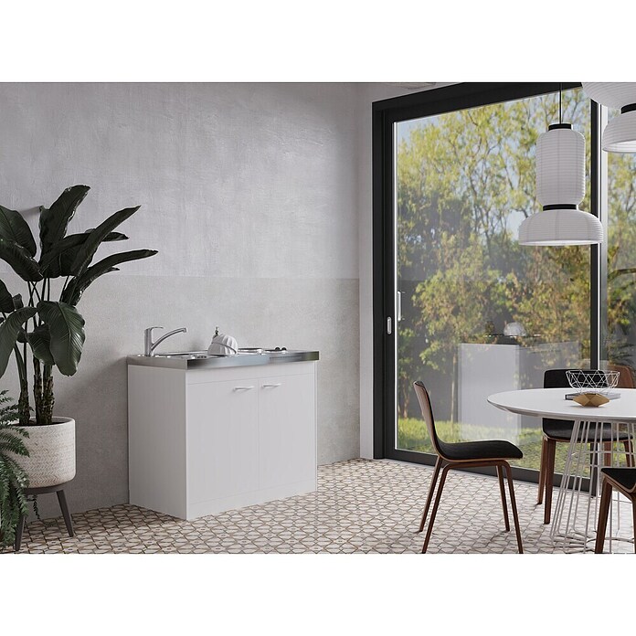 Respekta Miniküche Pantry OKS (100 cm, Mit Duo-Kochmulde)