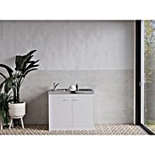 Respekta Miniküche Pantry OKC (100 cm, Mit Glaskeramikkochfeld, Weiß)