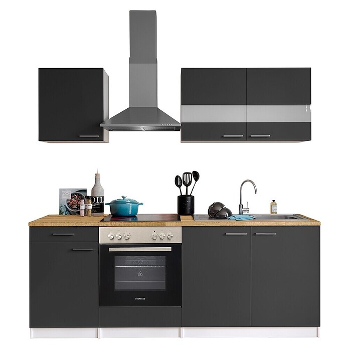Respekta Singleküche KB210WGC (210 cm, Grau)
