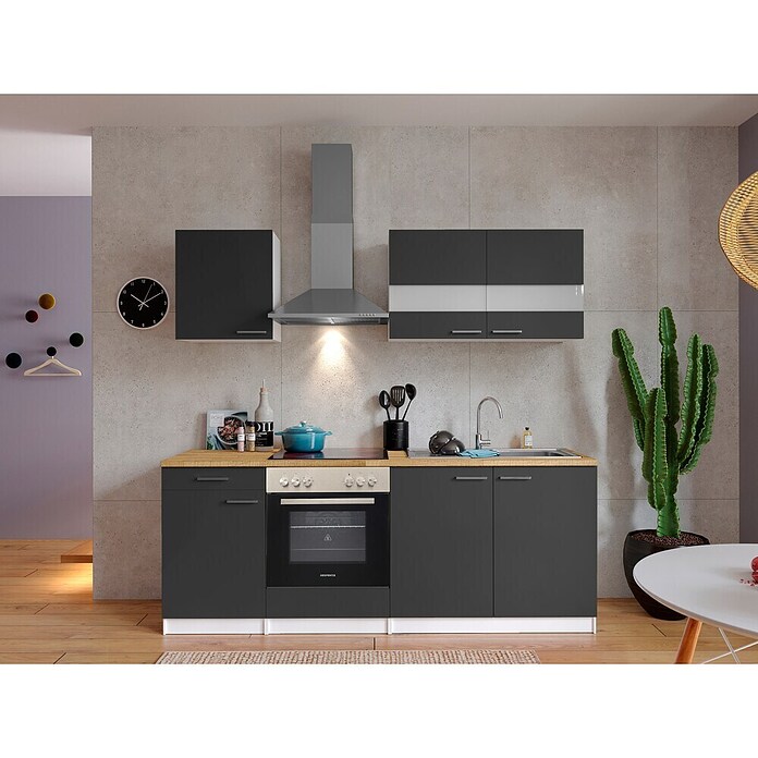 Respekta Singleküche KB210WGC (210 cm, Grau)