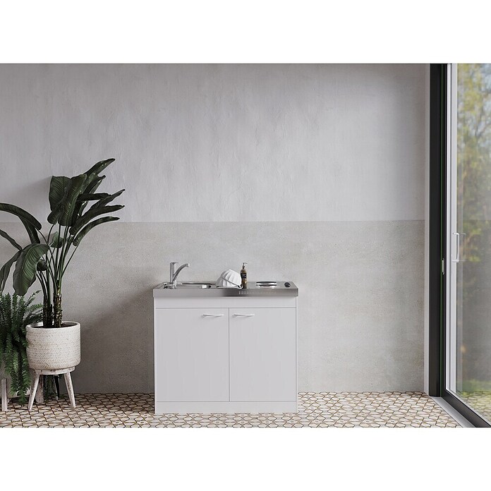 Respekta Miniküche Pantry OKS (100 cm, Mit Duo-Kochmulde)