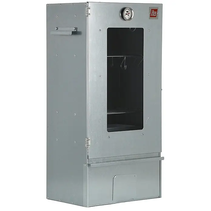 Ita Räucherofen 7002 - B x T x H: 40 x 28 x 81 cm - Verzinkter Räucherschrank aus Metall mit Glastür, integriertem Thermometer und Innenhaken.