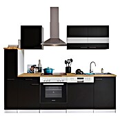 Respekta Küchenzeile KB250WSC (Breite: 250 cm, Mit Elektrogeräten, Schwarz)