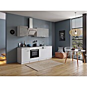 Respekta Küchenzeile KB220WWBSC (Breite: 220 cm, Mit Elektrogeräten, Weiß)