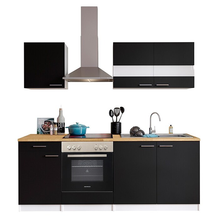 Respekta Singleküche KB210WSC (210 cm, Schwarz)