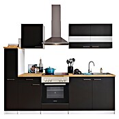 Respekta Küchenzeile KB240WSC (Breite: 240 cm, Mit Elektrogeräten, Schwarz)