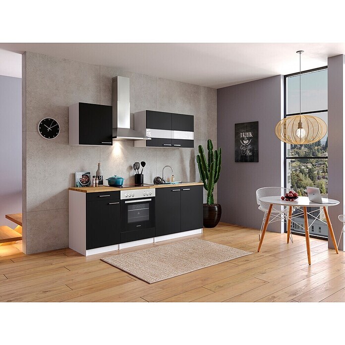 Respekta Singleküche KB210WSC (210 cm, Schwarz)