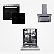 Respekta Küchenzeile KB220WWBSC (Breite: 220 cm, Mit Elektrogeräten, Weiß)