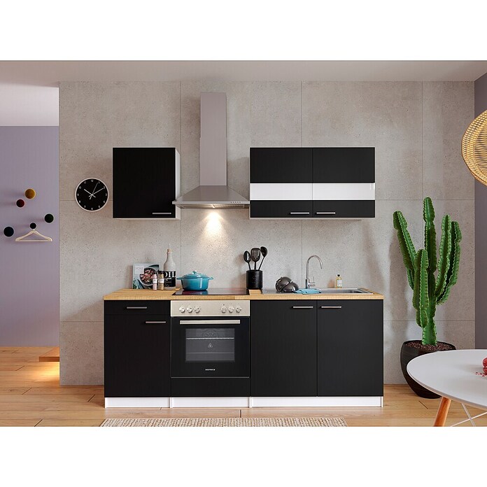 Respekta Singleküche KB210WSC (210 cm, Schwarz)
