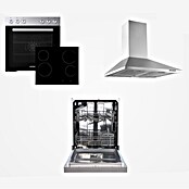 Respekta Küchenzeile KB220WSC (Breite: 220 cm, Mit Elektrogeräten, Schwarz)