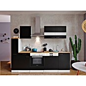 Respekta Küchenzeile KB250WSC (Breite: 250 cm, Mit Elektrogeräten, Schwarz)