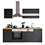 Respekta Küchenzeile KB220WGC (Breite: 220 cm, Mit Elektrogeräten, Grau)