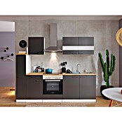 Respekta Küchenzeile KB240WGC (Breite: 240 cm, Mit Elektrogeräten, Grau)