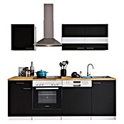 Respekta Küchenzeile KB220WSC (Breite: 220 cm, Mit Elektrogeräten, Schwarz)