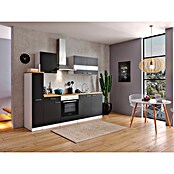 Respekta Küchenzeile KB240WSC (Breite: 240 cm, Mit Elektrogeräten, Schwarz)