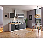 Respekta Küchenzeile KB220WGC (Breite: 220 cm, Mit Elektrogeräten, Grau)