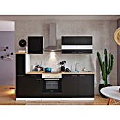 Respekta Küchenzeile KB240WSC (Breite: 240 cm, Mit Elektrogeräten, Schwarz)