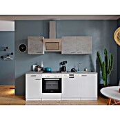 Respekta Küchenzeile KB220WWBSC (Breite: 220 cm, Mit Elektrogeräten, Weiß)