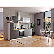 Respekta Küchenzeile KB240WGC (Breite: 240 cm, Mit Elektrogeräten, Grau)