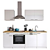 Respekta Küchenzeile KB220WWC (Breite: 220 cm, Mit Elektrogeräten, Weiß)