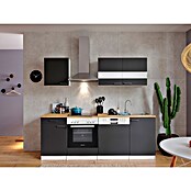 Respekta Küchenzeile KB220WGC (Breite: 220 cm, Mit Elektrogeräten, Grau)