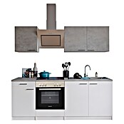 Respekta Küchenzeile KB210WWBSCG  (Breite: 210 cm, Mit Elektrogeräten, Weiß)