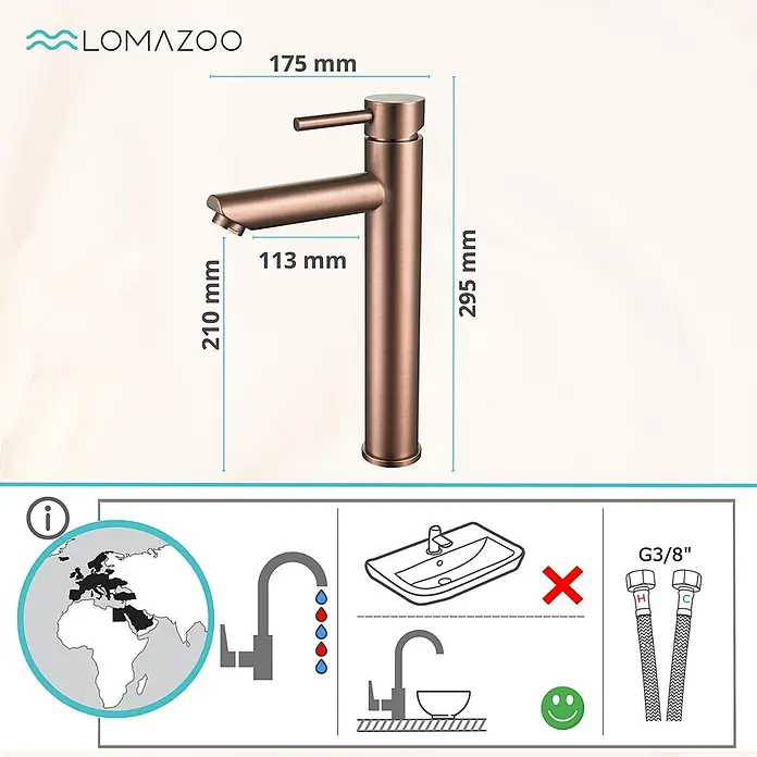 LOMAZOO Waschtischarmatur LMZ-VESIA - Kupfer