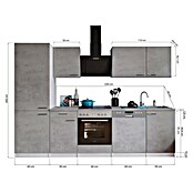 Respekta Küchenzeile Malia Typ 1 (Breite: 280 cm, Beton, Mit Elektrogeräten) | BAUHAUS