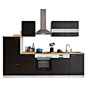 Respekta Küchenzeile KB280WSC (Breite: 280 cm, Mit Elektrogeräten, Schwarz)