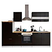 Respekta Küchenzeile KB270WSC (Breite: 270 cm, Mit Elektrogeräten, Schwarz)