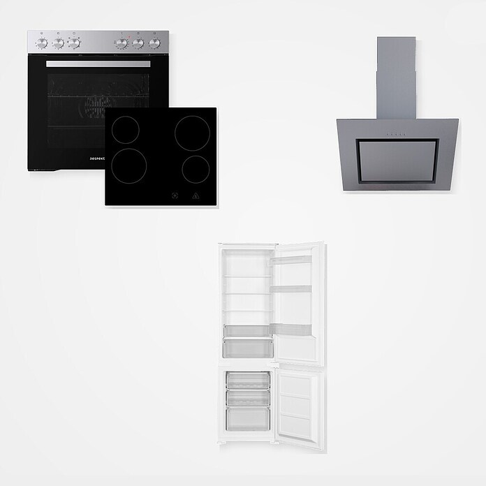Respekta Küchenzeile KB300WWBSCGKE178G (Breite: 300 cm, Mit Elektrogeräten, Weiß)