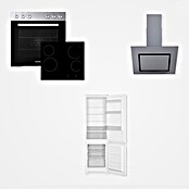 Respekta Küchenzeile KB300WWBSCGKE178G (Breite: 300 cm, Mit Elektrogeräten, Weiß)