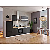 Respekta Küchenzeile KB280WSC (Breite: 280 cm, Mit Elektrogeräten, Schwarz)