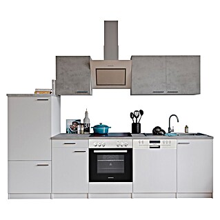 Respekta Küchenzeile Malia Typ 2 (Breite: 280 cm, Weiß/Beton, Mit Elektrogeräten)