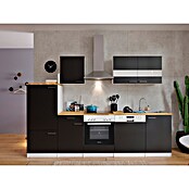 Respekta Küchenzeile KB280WSC (Breite: 280 cm, Mit Elektrogeräten, Schwarz)