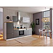 Respekta Küchenzeile KB280WGC (Breite: 280 cm, Mit Elektrogeräten, Grau)