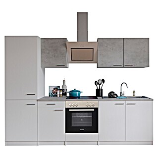 Respekta Küchenzeile Malia Typ 1 (Breite: 270 cm, Weiß/Beton, Mit Elektrogeräten)